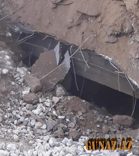 Bakıda çökmüş yolun altında gizli tunel aşkarlandı (FOTO)