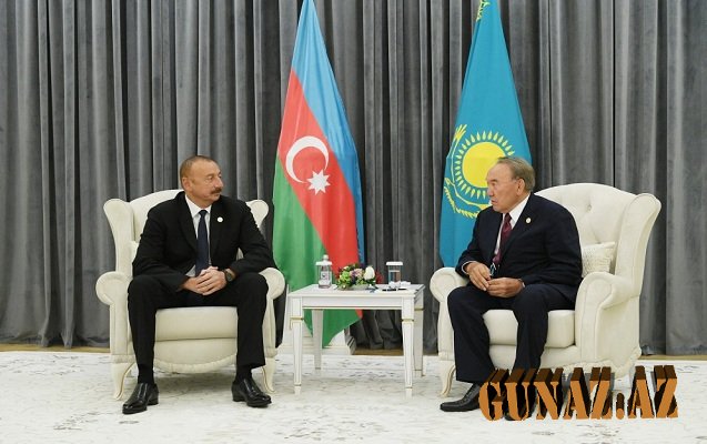 İlham Əliyev Nazarbayev və Ruhani ilə görüşdü - Fotolar + Yenilənib