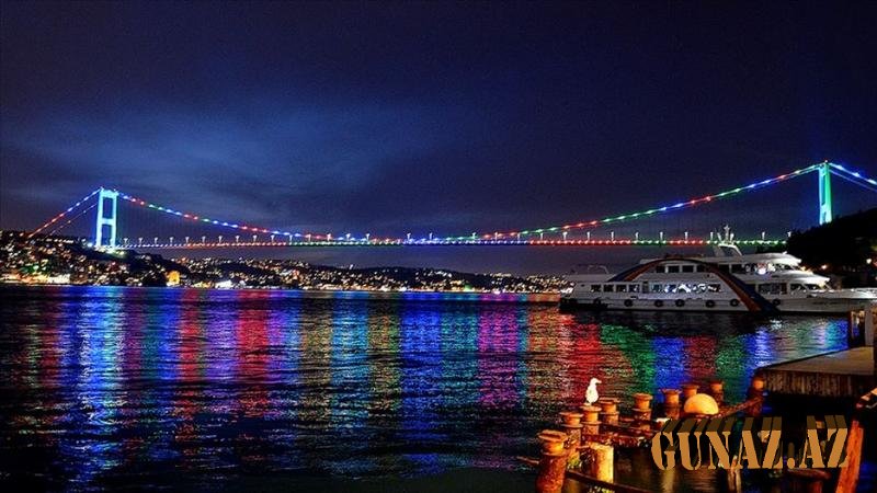 İstanbul Azərbaycan bayrağına büründü