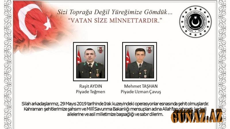 Türkiyə ordusu "Pəncə" əməliyyatında iki şəhid verdi