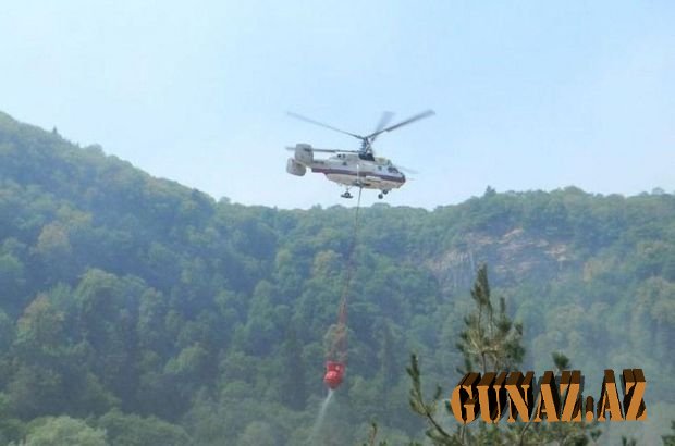 Qobustanda dağlıq ərazi yanır - Helikopter cəlb edildi