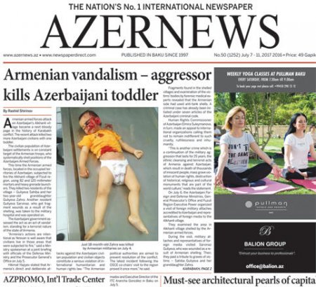 "AZERNEWS" qəzetinin növbəti nəşri çapdan çıxıb (FOTO)