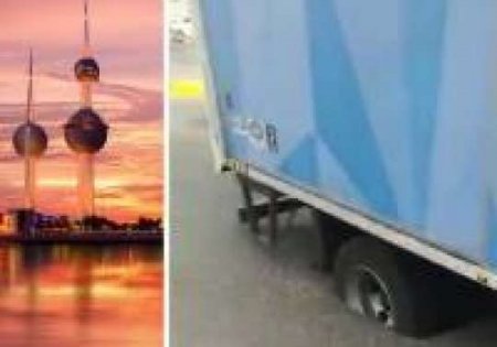 Yük maşını istidən ərimiş asfalta batıb qaldı - VİDEO