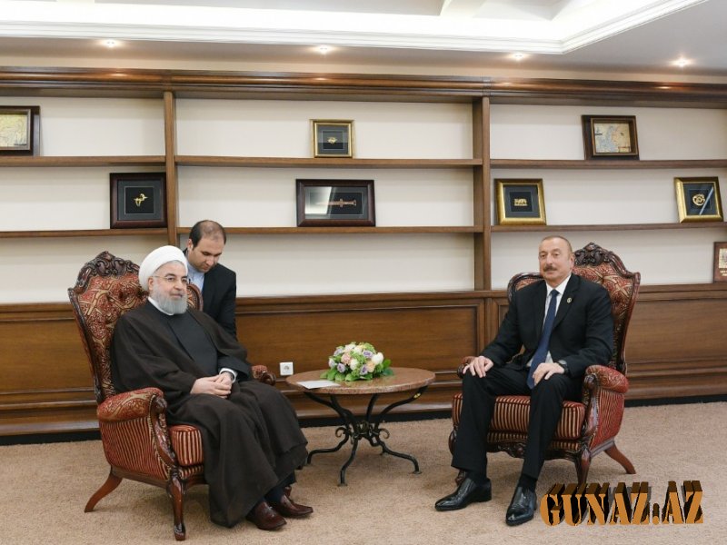 İlham Əliyev Nazarbayev və Ruhani ilə görüşdü - Fotolar + Yenilənib