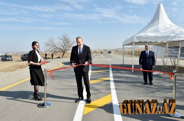 İlham Əliyev Qazaxda avtomobil yolunun açılışında