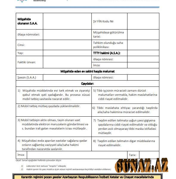 Evdə müalicə olunan koronavirus xəstələri qaydaları pozarsa... - Cinayət məsuliyyəti