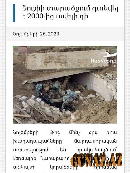 Şuşada erməni əsgərlərinin 2000-dən artıq meyiti tapıldı