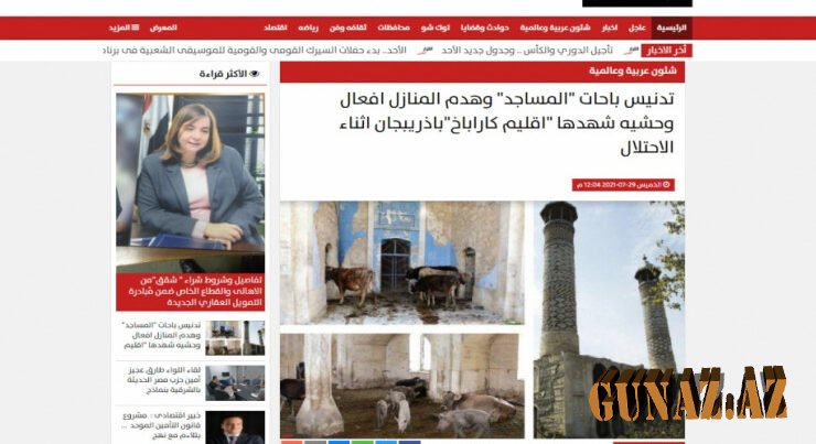Misirli jurnalist Qarabağdakı Erməni vəhşiliyindən yazdı