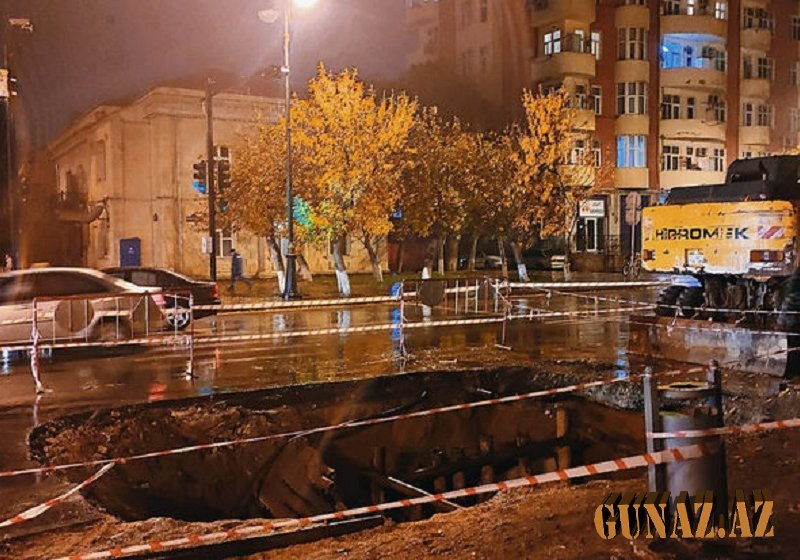 Sumqayıtda yol çökdü