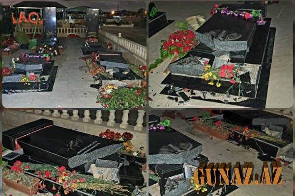 Bakıda külək şəhid məzarlarının baş daşını AŞIRDI