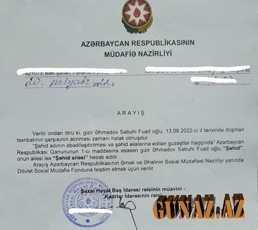 Şəhid qardaşına "şəhid ailəsi" statusu verildi