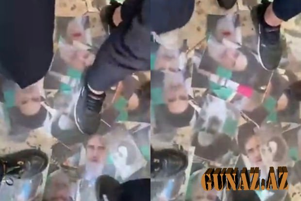 İranda Xameneinin şəkli ayaqlar altına atıldı