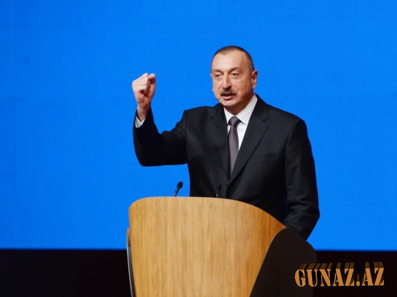 İlham Əliyev Ağdamda forumda çıxış edir