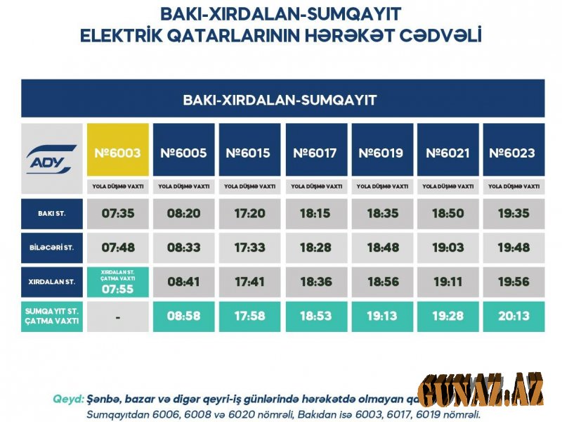 Sürət qatarından istifadə edənlərin NƏZƏRİNƏ- YENİ CƏDVƏL AÇIQLANDI