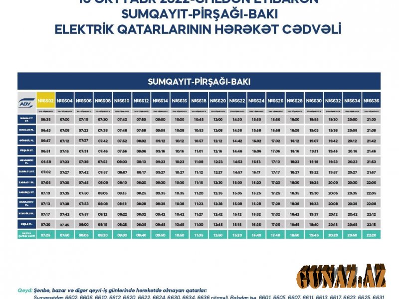 Sürət qatarından istifadə edənlərin NƏZƏRİNƏ- YENİ CƏDVƏL AÇIQLANDI
