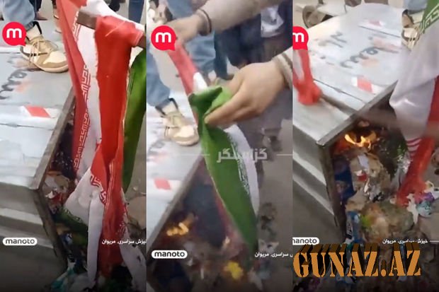 İranda etirazçılar bayrağı yandırdı