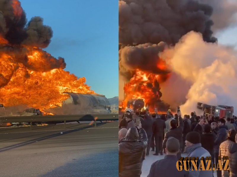 Qobustanda yanacaq daşıyan avtomobil yanır