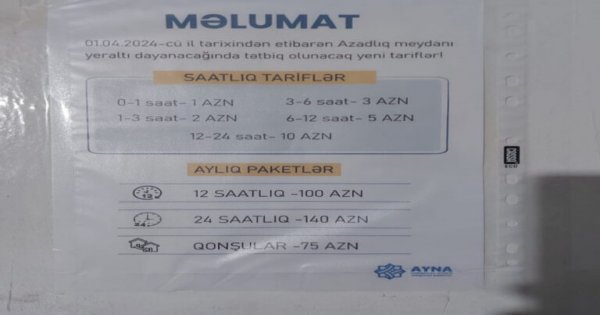 Parklanma qiymətlərinin artırılmasına aydınlıq gətirildi