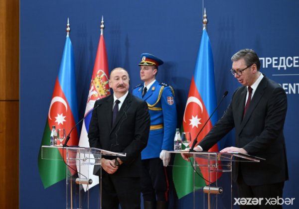 Azərbaycan və Serbiya prezidentləri mətbuata bəyanatlarla çıxış ediblər