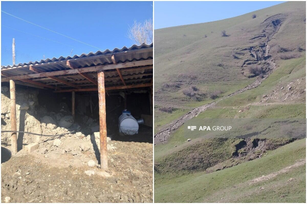 Qubada torpaq sürüşməsi: Aydınkənddə təhlükə