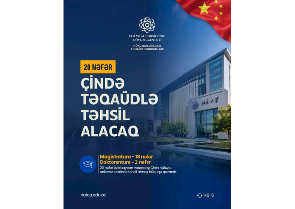 20 nəfər azərbaycanlı Çində təqaüdlə təhsil alacaq